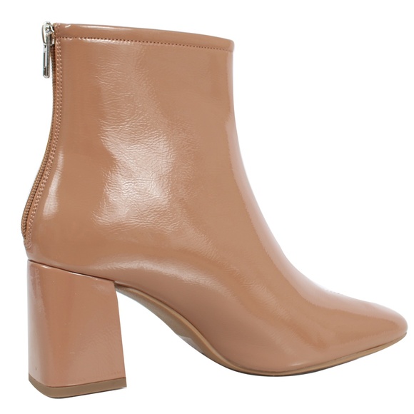 Camel Square Toe High Top Mid Block Heel Ankle Boo - Picture 5 of 6